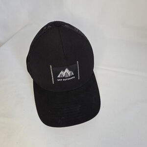 Men's Life is Good Black "Get Outdoors" Mesh Back Trucker Hat One Size